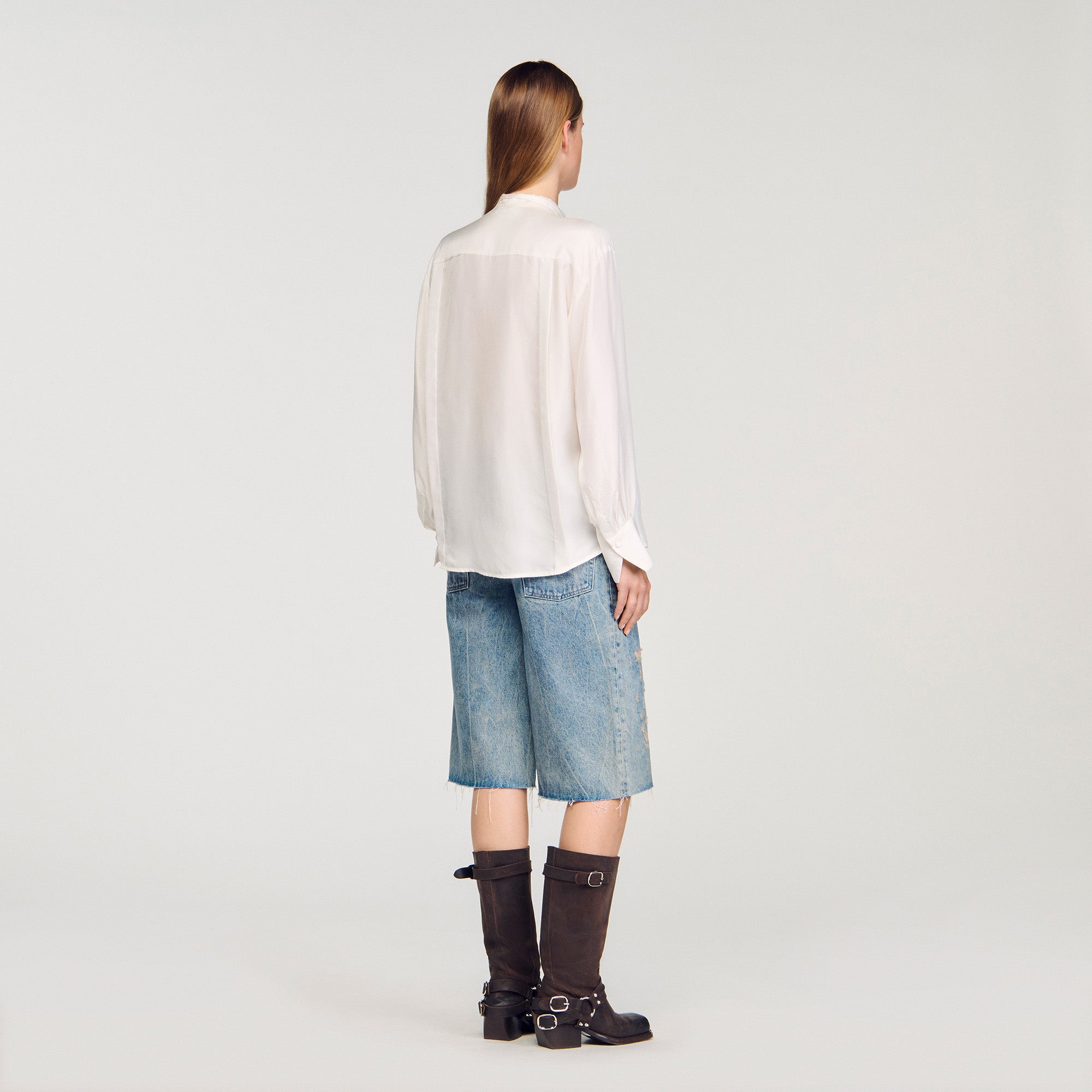 Ambra Silk Lavallière Shirt Ecru