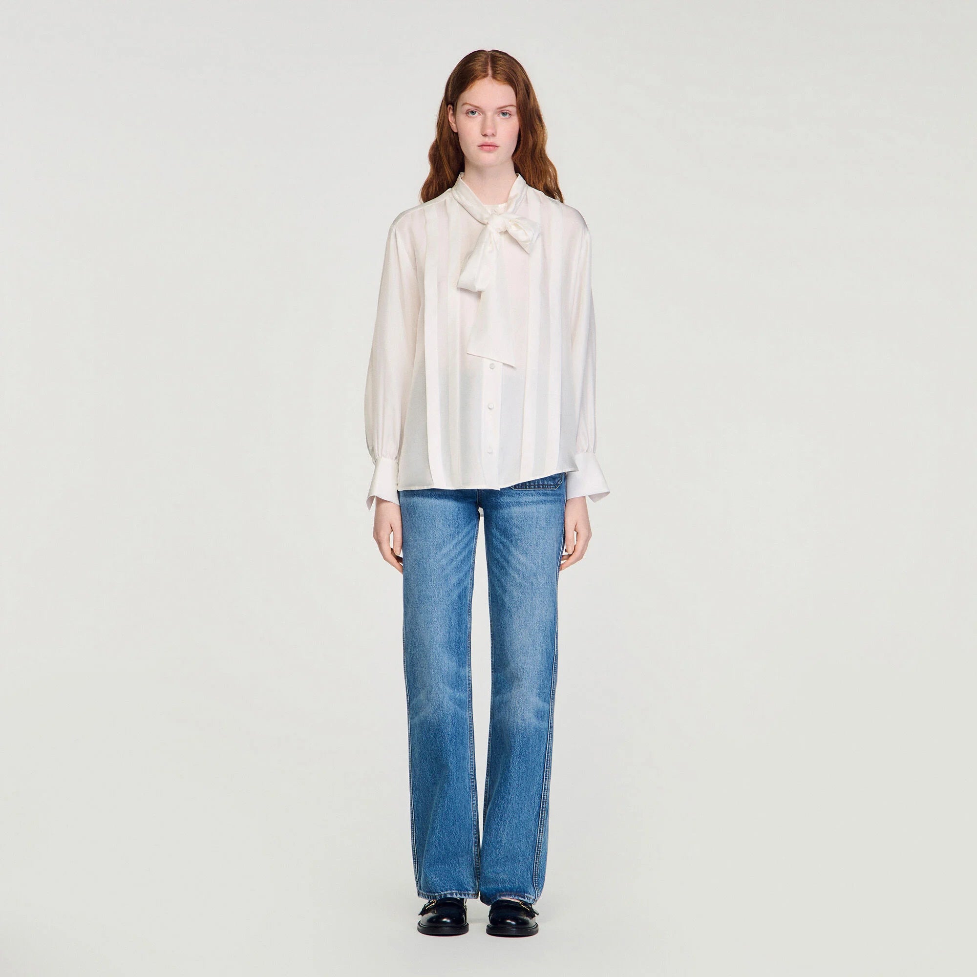 Ambra Silk Lavallière Shirt Ecru