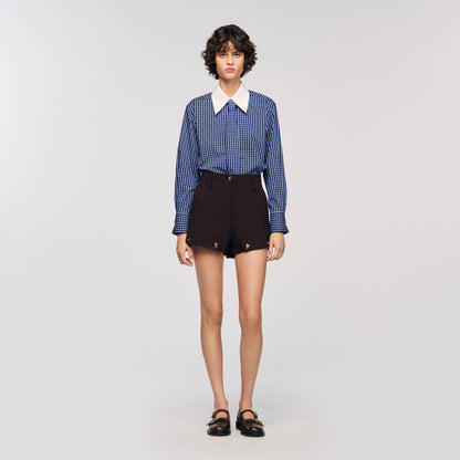 Eulalie Check Shirt With Tie Blue / Black
