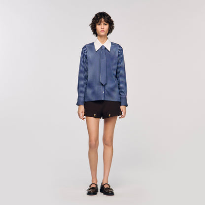 Eulalie Check Shirt With Tie Blue / Black