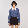 Eulalie Check Shirt With Tie Blue / Black