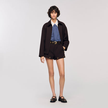 Eulalie Check Shirt With Tie Blue / Black