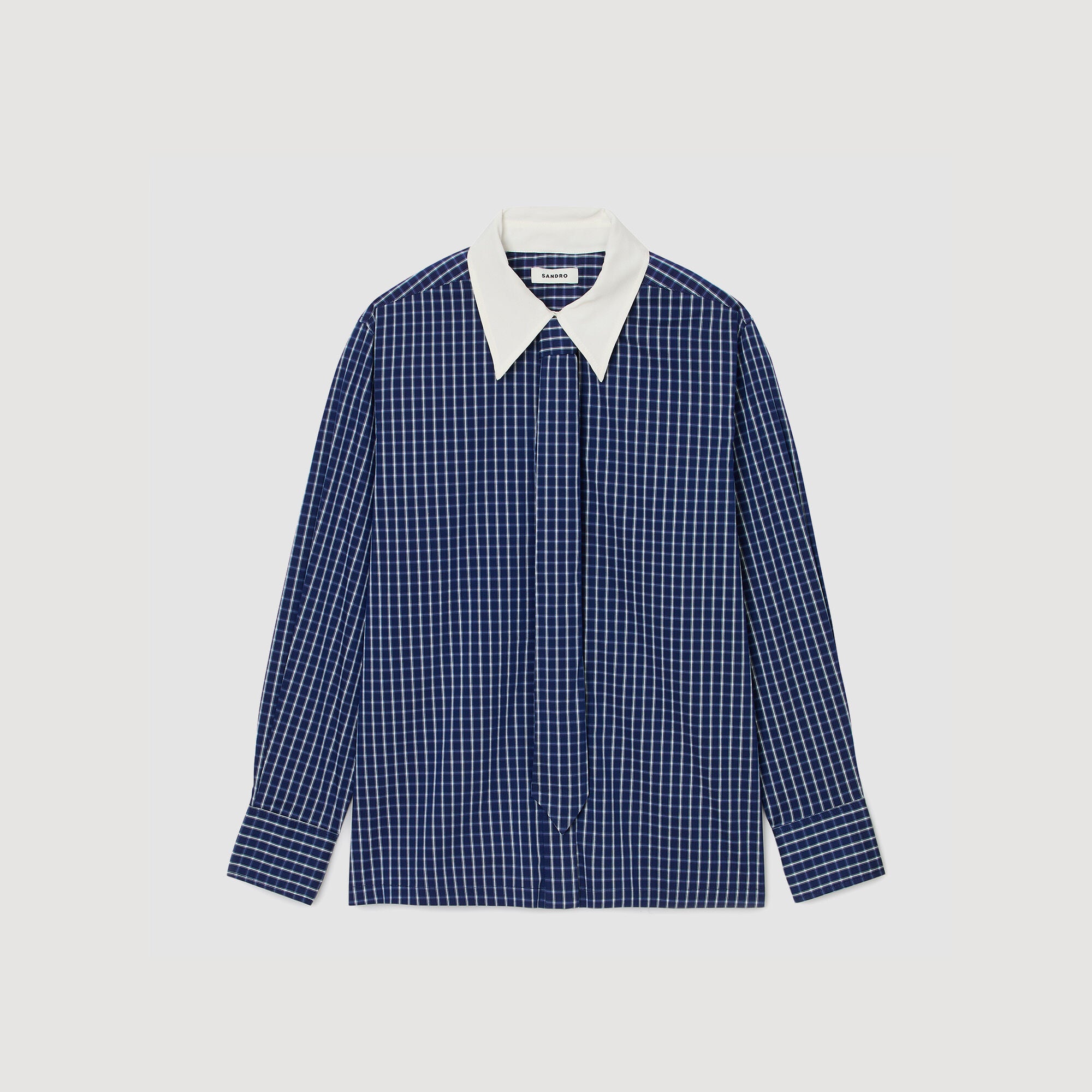 Eulalie Check Shirt With Tie Blue / Black
