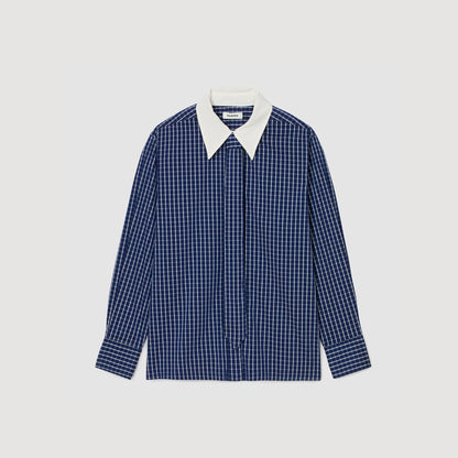 Eulalie Check Shirt With Tie Blue / Black