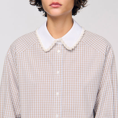 Orphee Check Flannel Shirt Beige / White