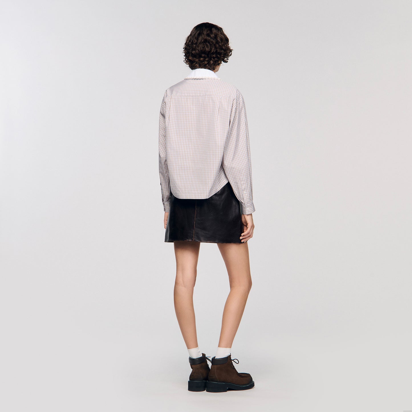 Orphee Check Flannel Shirt Beige / White