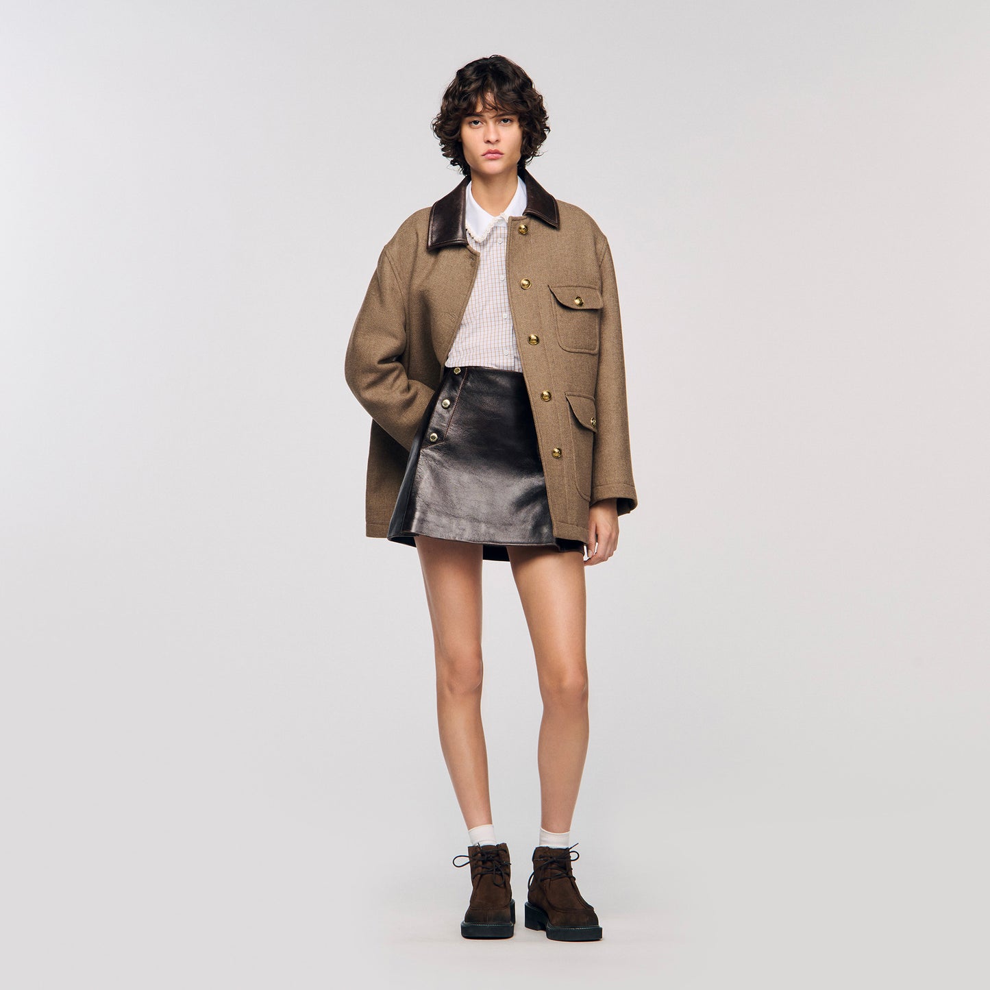 Orphee Check Flannel Shirt Beige / White