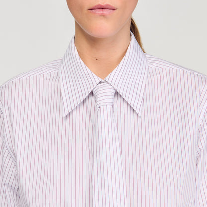 Taylor Striped Shirt With Detachable Tie White / Red