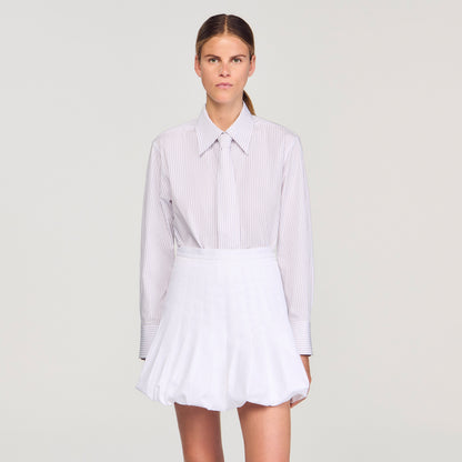 Taylor Striped Shirt With Detachable Tie White / Red