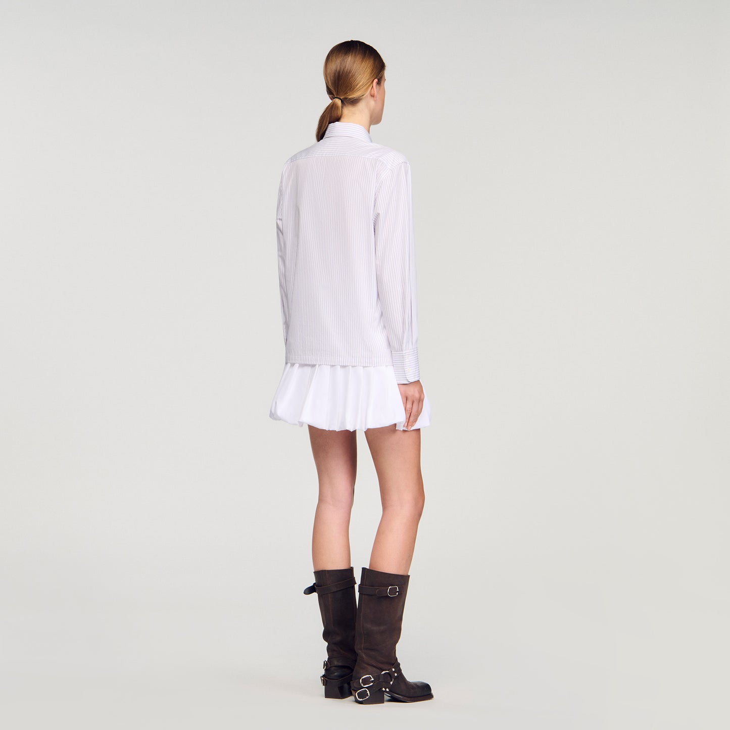 Taylor Striped Shirt With Detachable Tie White / Red