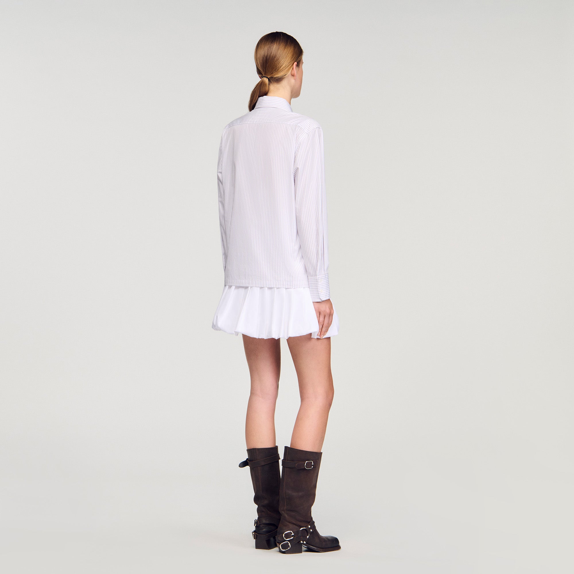 Taylor Striped Shirt With Detachable Tie White / Red