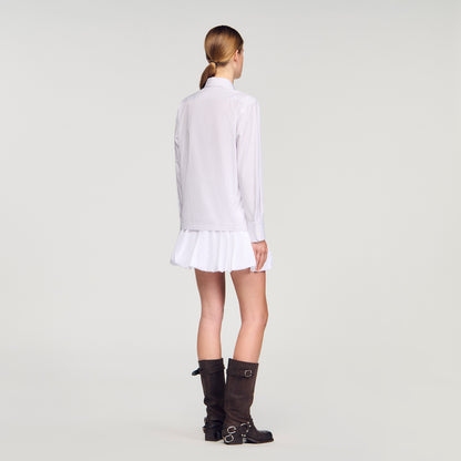 Taylor Striped Shirt With Detachable Tie White / Red