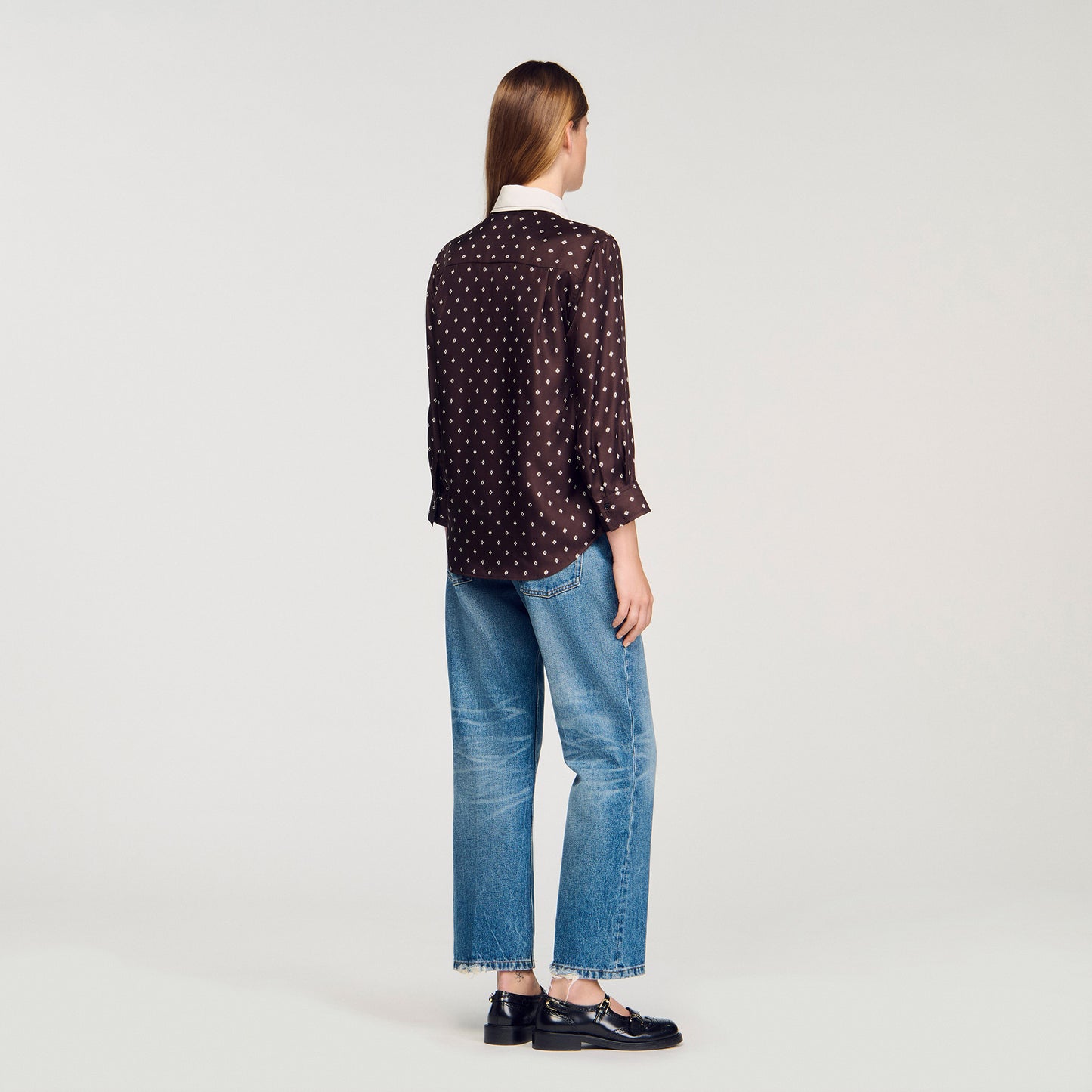 Tulipe Floaty Tie Print Shirt Brown / White