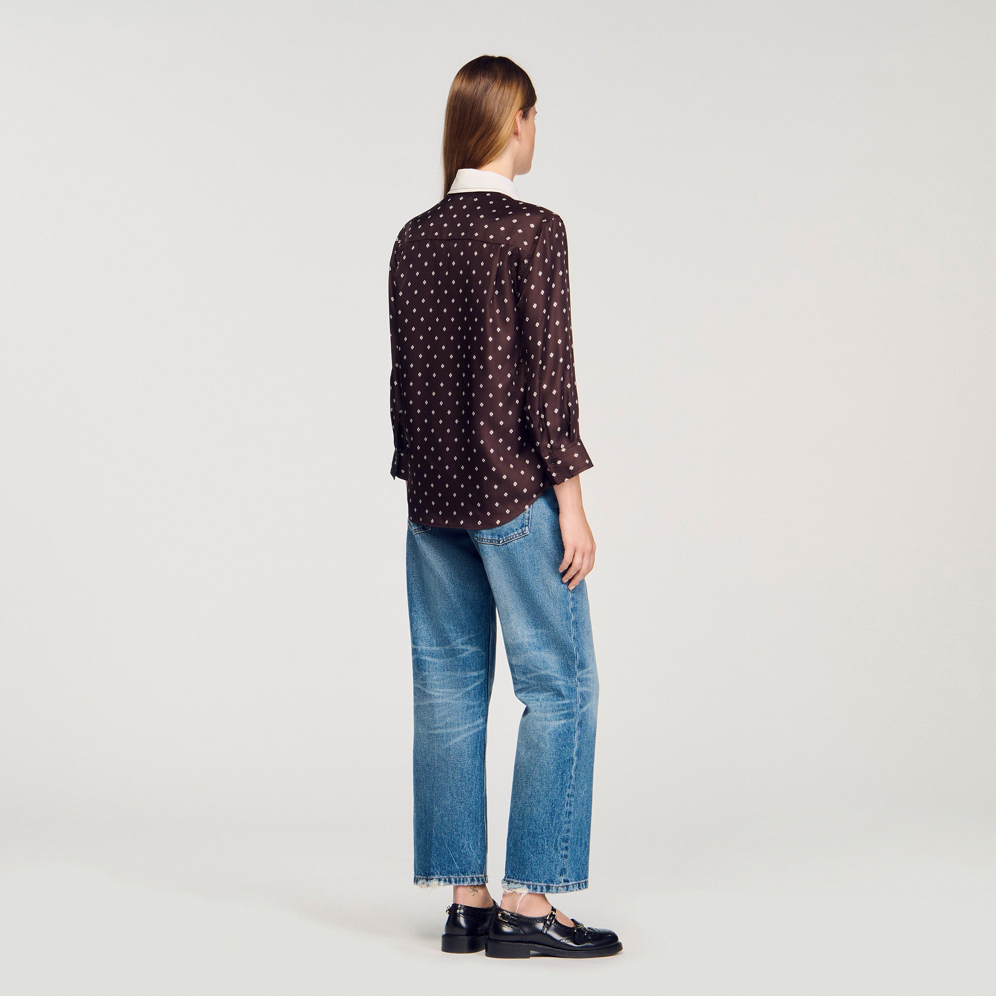 Tulipe Floaty Tie Print Shirt Brown / White