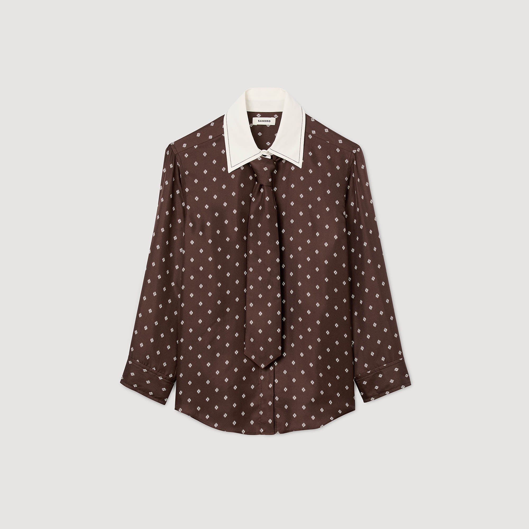 Tulipe Floaty Tie Print Shirt Brown / White