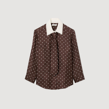 Tulipe Floaty Tie Print Shirt Brown / White