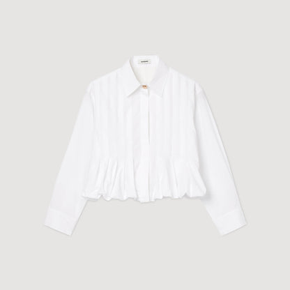 Andie Pleated Cropped Shirt White