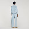 Lady Rhinestone Cropped Denim Shirt Light Blue Jean