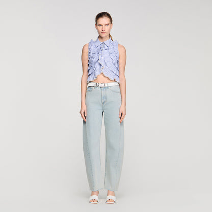 Margot Ruffled Striped Shirt BLEU / MARINE