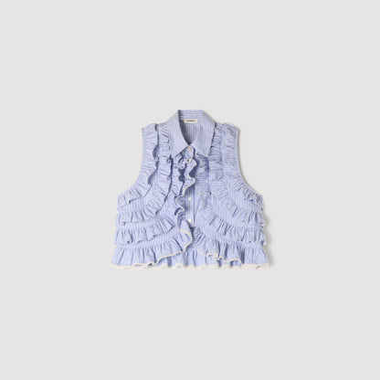 Margot Ruffled Striped Shirt BLEU / MARINE