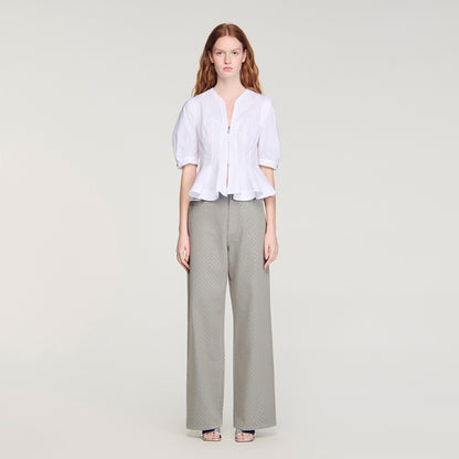 Elsie Zipped Peplum Shirt White