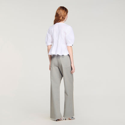 Elsie Zipped Peplum Shirt White