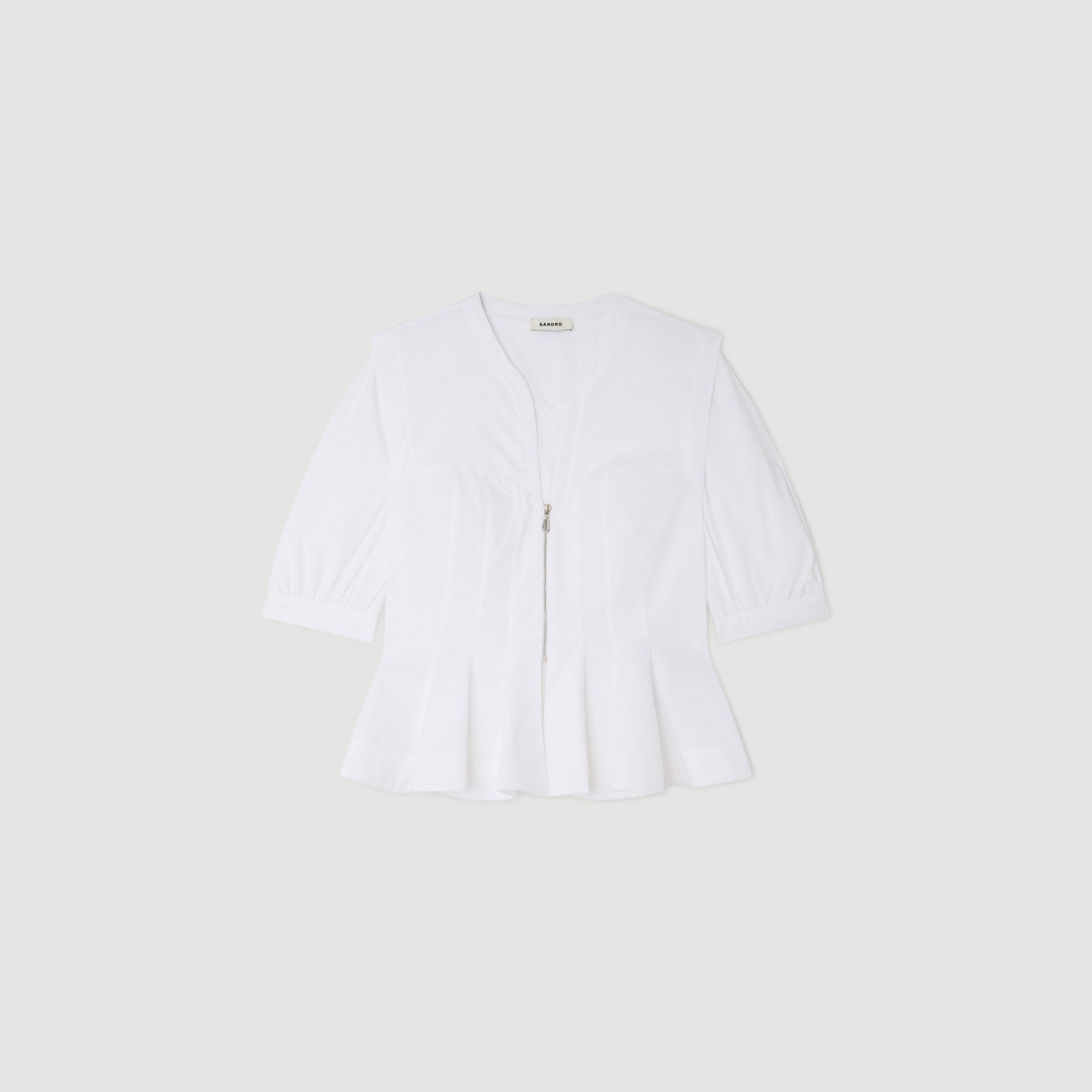 Elsie Zipped Peplum Shirt White