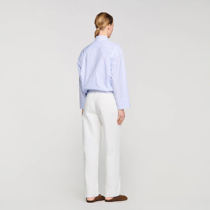 Jannat Cropped Striped Shirt Blu / White
