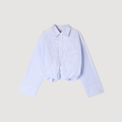 Jannat Cropped Striped Shirt Blu / White
