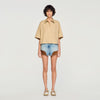 Rio Cotton Shirt With Rhinestones Beige