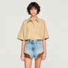 Rio Cotton Shirt With Rhinestones Beige