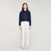 Tiana Floral Embroidered Cotton Shirt Navy Blue