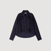 Tiana Floral Embroidered Cotton Shirt Navy Blue