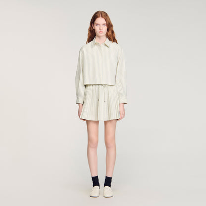 Cassiopee Striped Rhinestone Shirt Ecru