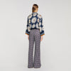 Dahlia Floral Print Silk Shirt Deep Blue / Ocher
