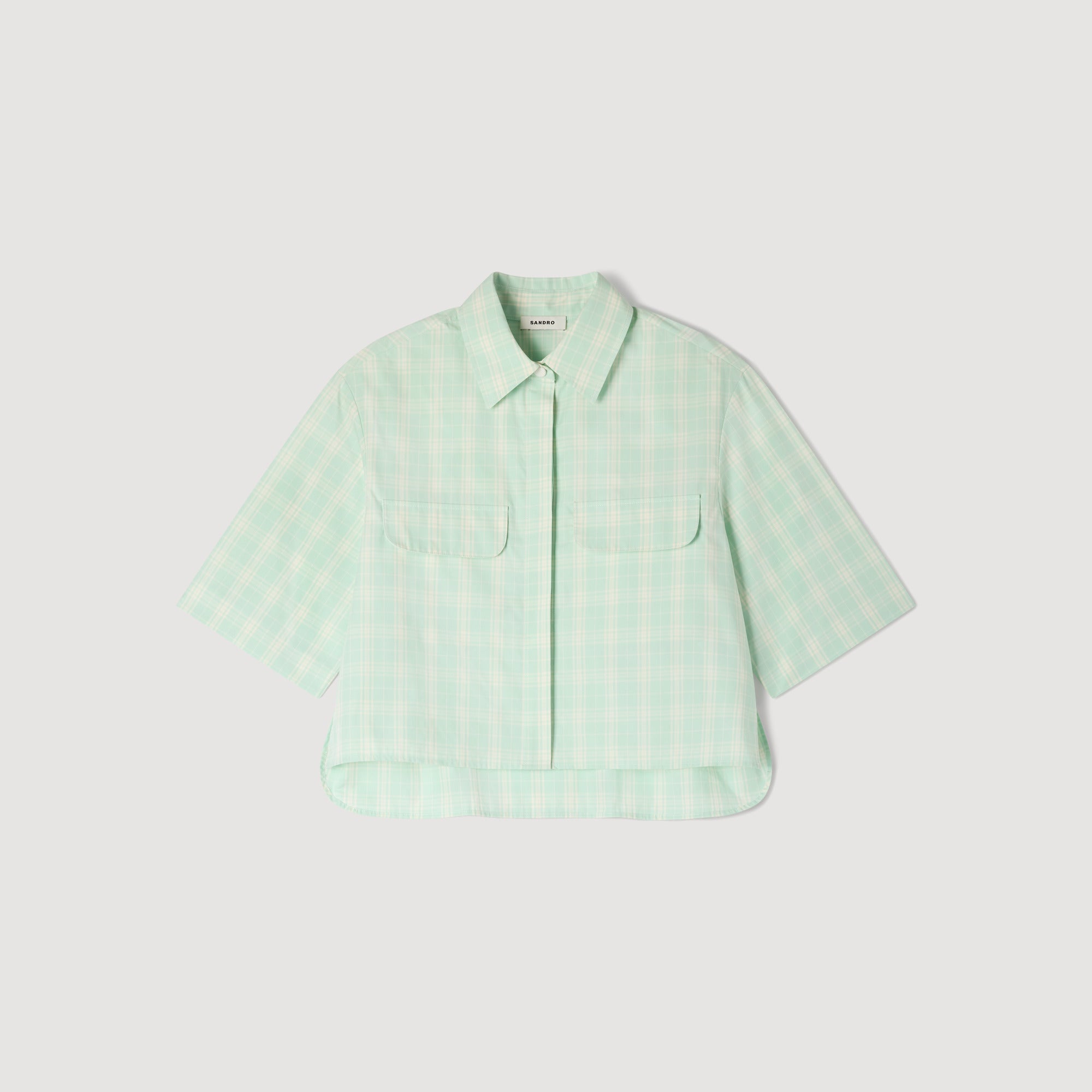 Kaia Short Checked Shirt GREEN / ECRU