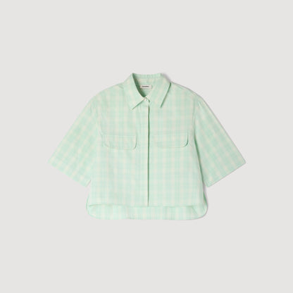 Kaia Short Checked Shirt GREEN / ECRU