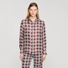 Dorina Floral Print Silk Shirt Marron / Bleu
