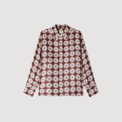 Dorina Floral Print Silk Shirt Marron / Bleu