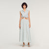 Lucio Cropped Striped Rhinestone Shirt Blue
