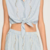 Lucio Cropped Striped Rhinestone Shirt Blue