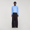 Julianna Cropped Logo Zip Cotton Shirt Blue
