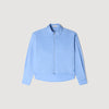 Julianna Cropped Logo Zip Cotton Shirt Blue