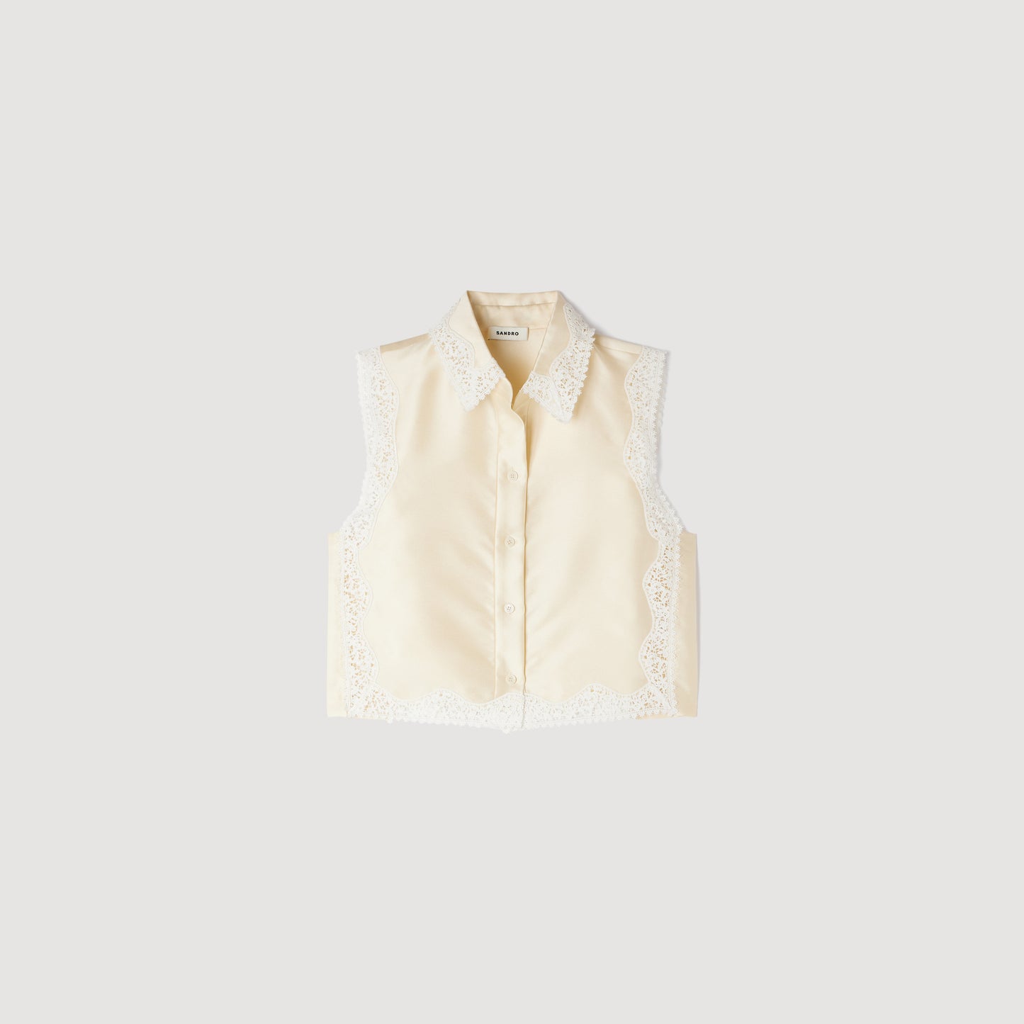 Cropped Shirt With Lace Details Ecru