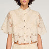 Ame Cropped Floral Guipure Shirt Ecru
