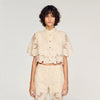 Ame Cropped Floral Guipure Shirt Ecru