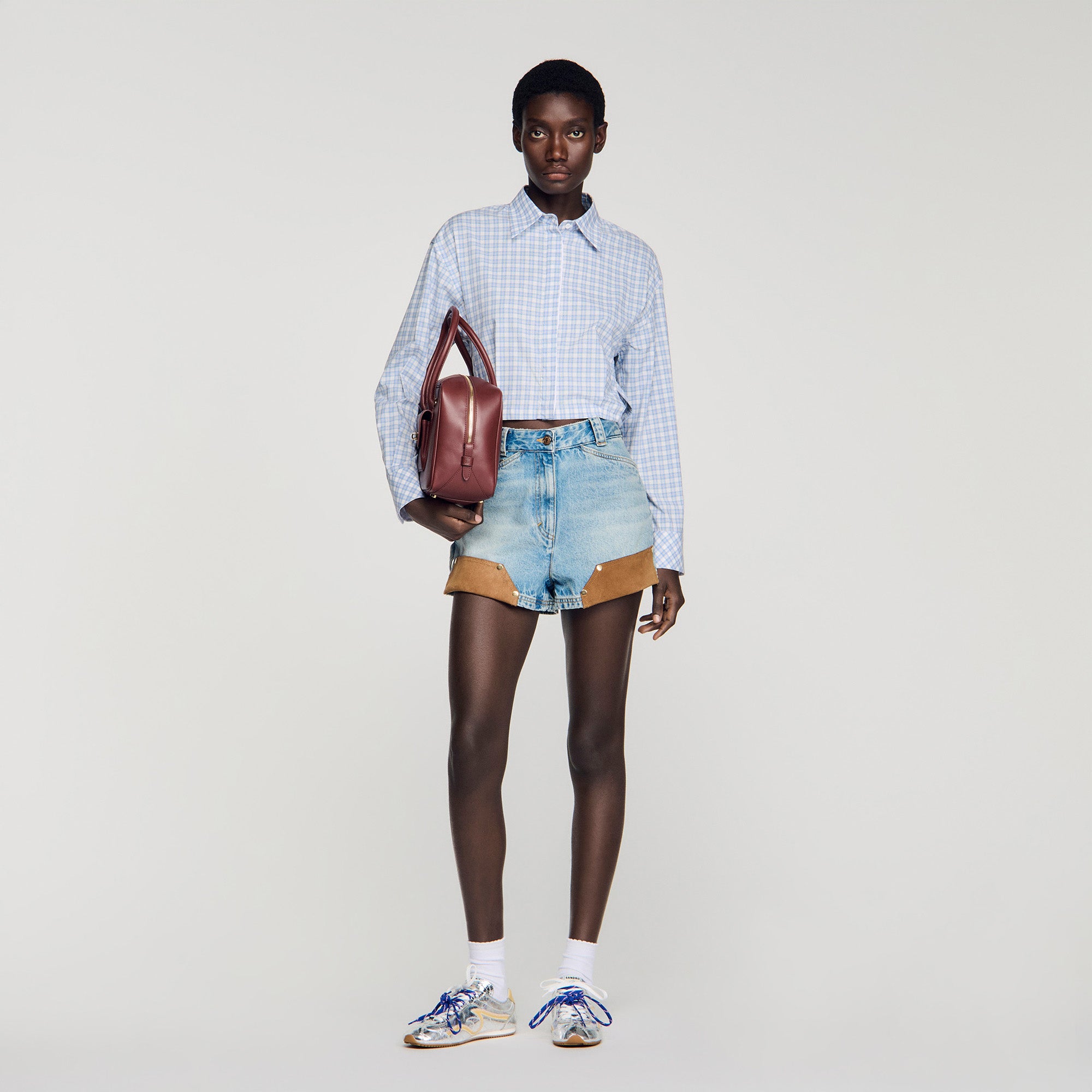 Edenis Short Checked Shirt BLU / WHITE