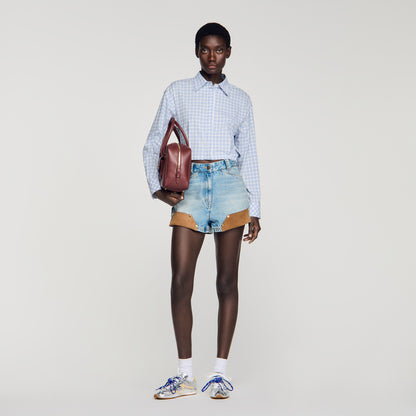 Edenis Short Checked Shirt BLU / WHITE