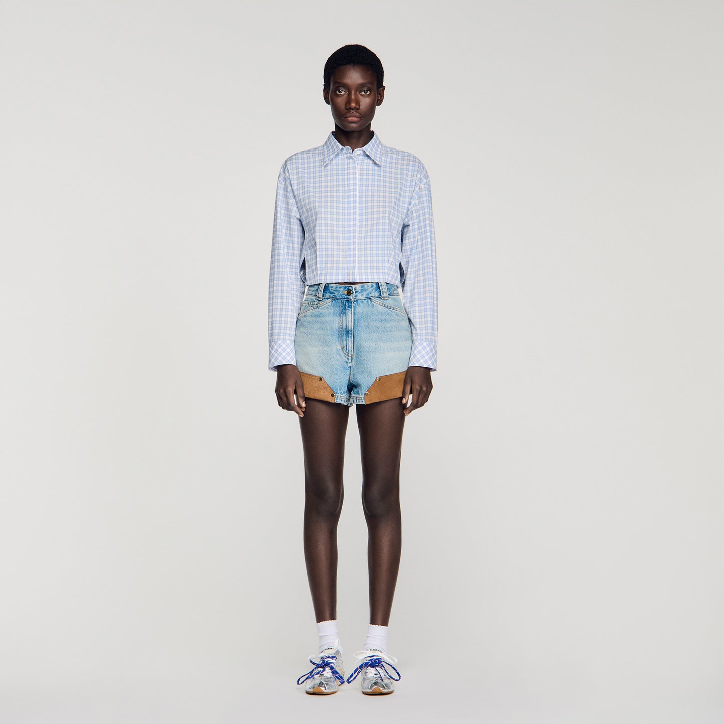 Edenis Short Checked Shirt BLU / WHITE