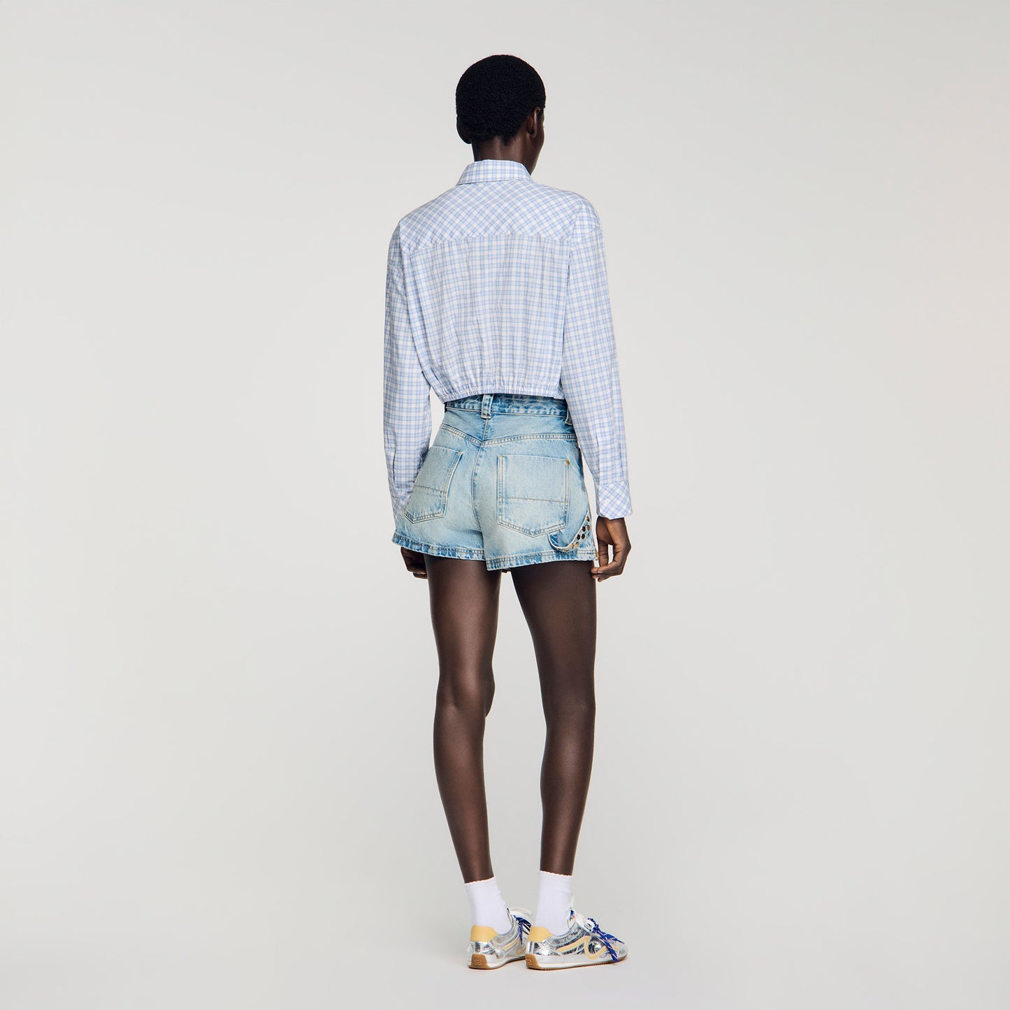 Edenis Short Checked Shirt BLU / WHITE